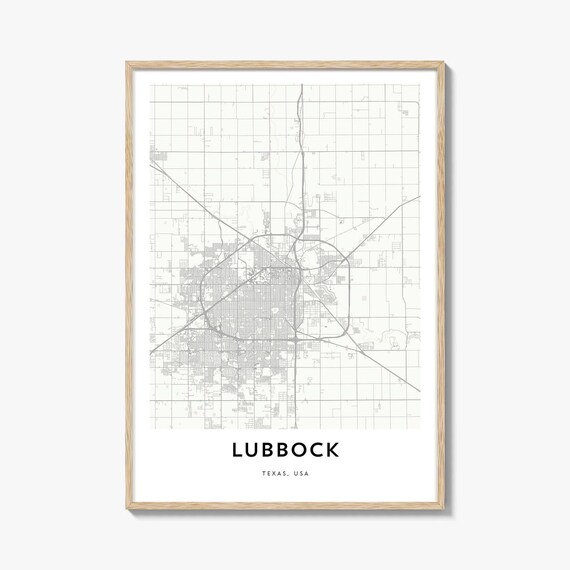 Lubbock Texas USA Minimalist City Street Map Line Art Poster