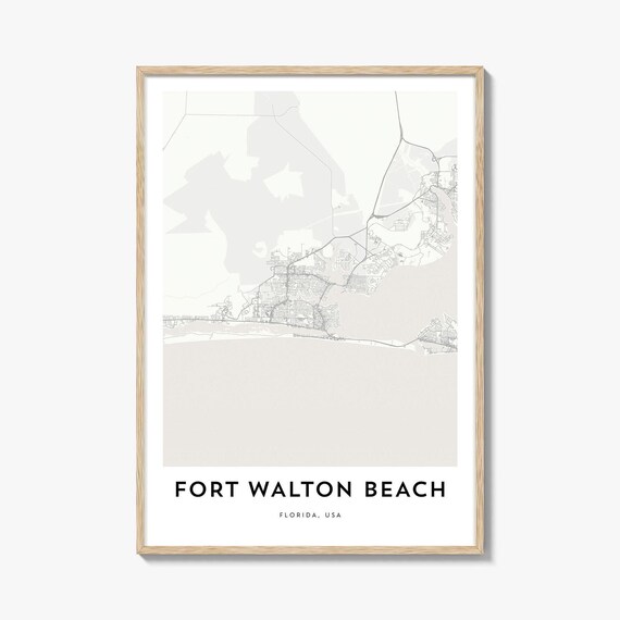 Fort Walton Beach Florida Light Minimalist Map Emerald Coast Poster