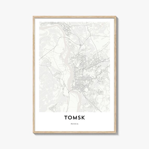 Tomsk Russia City Street Map Minimalist Black And White Travel Poster