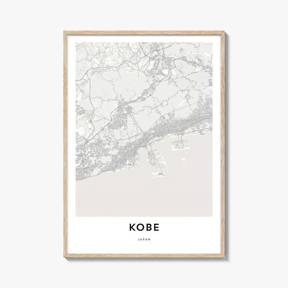 Kobe Japan Minimalist Street Map Line Art Bay Port City Poster