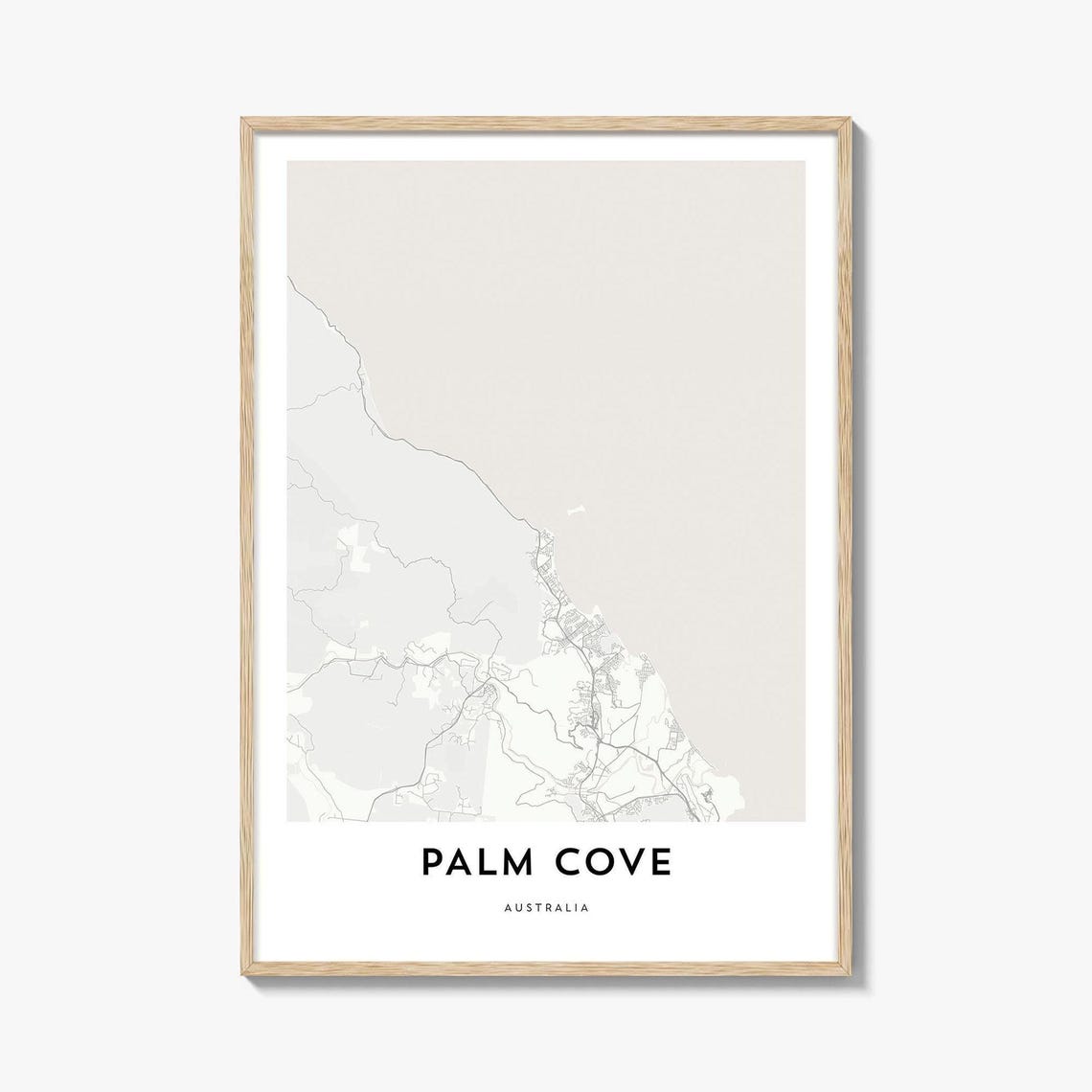 Palm Cove Australia Coastal City Map Minimalist Decor Poster