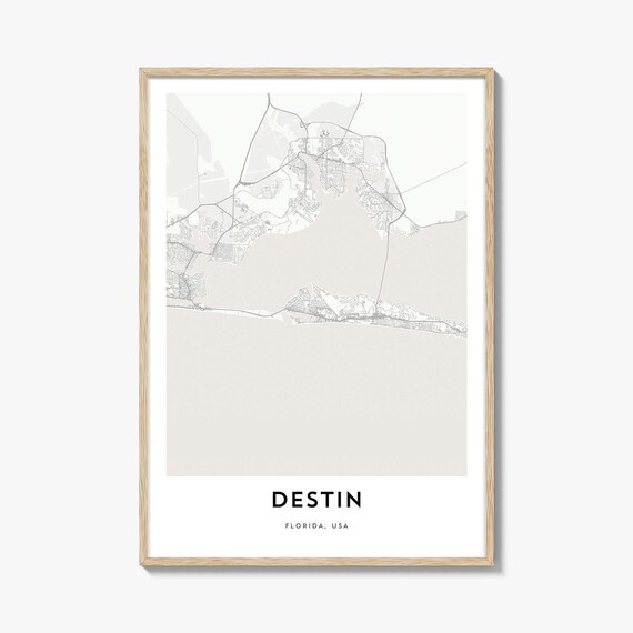 Destin Florida Minimalist City Street Map Coastal Home Art Print