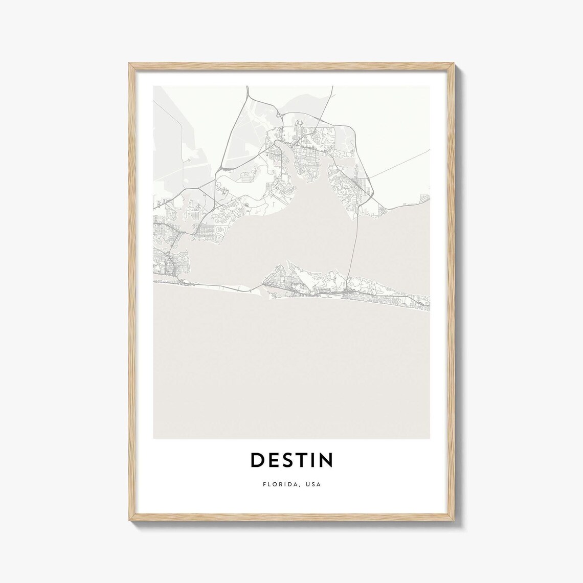 Destin Florida Minimalist City Street Map Coastal Home Art Print