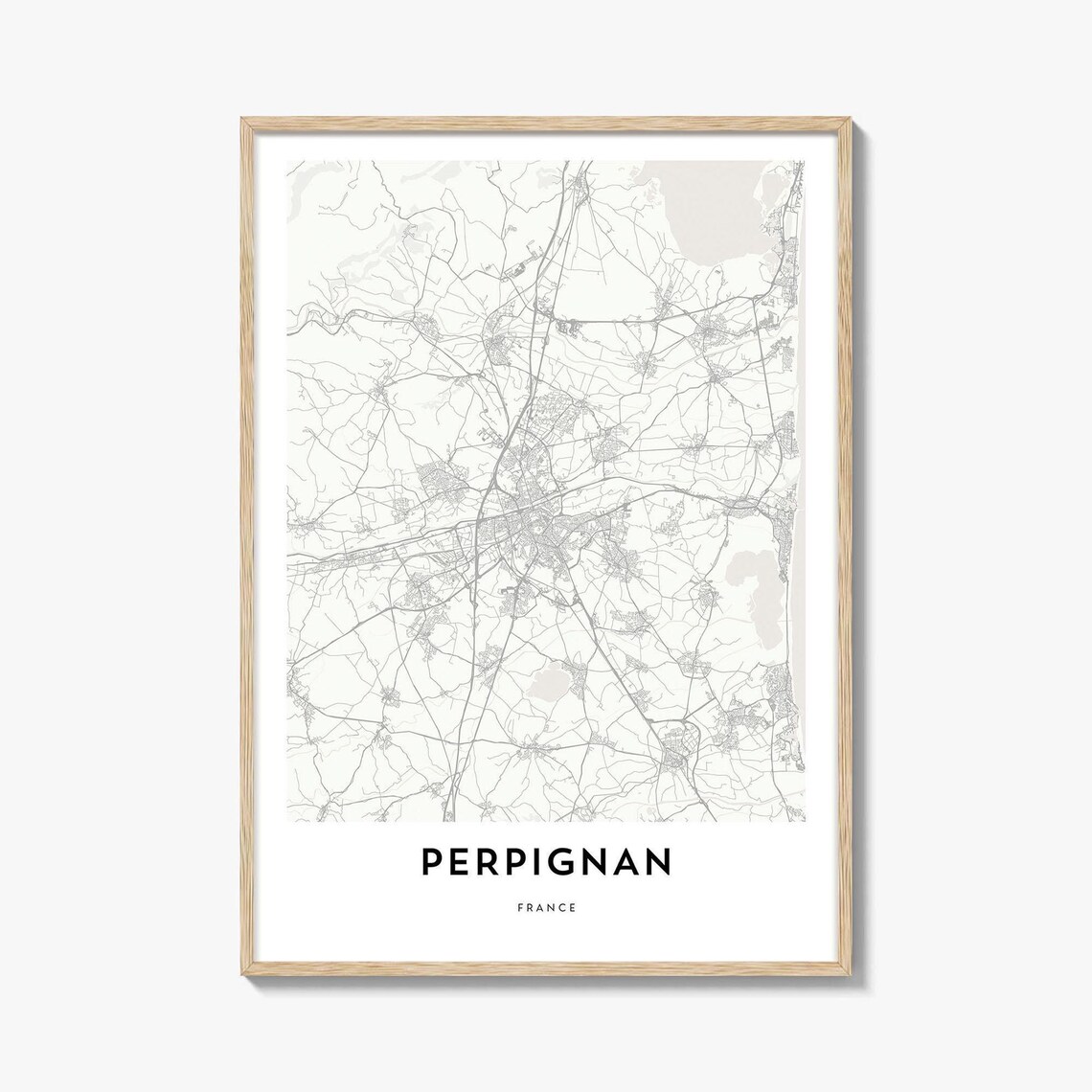 Perpignan France Minimalist Detailed City Street Map Art Poster