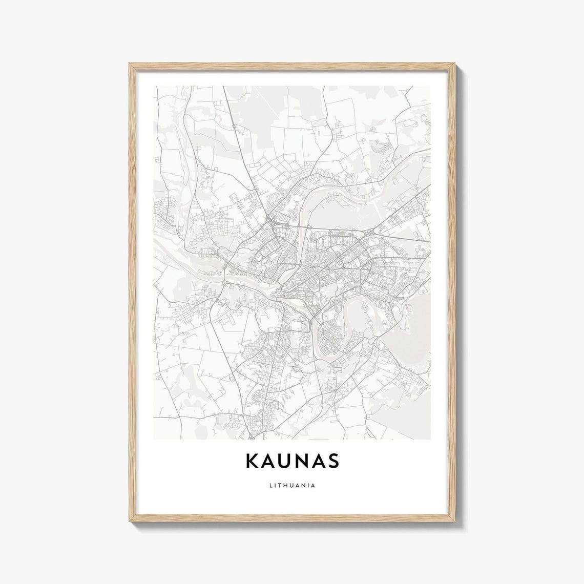 Kaunas Lithuania Minimalist City Street Map Wall Decor Poster