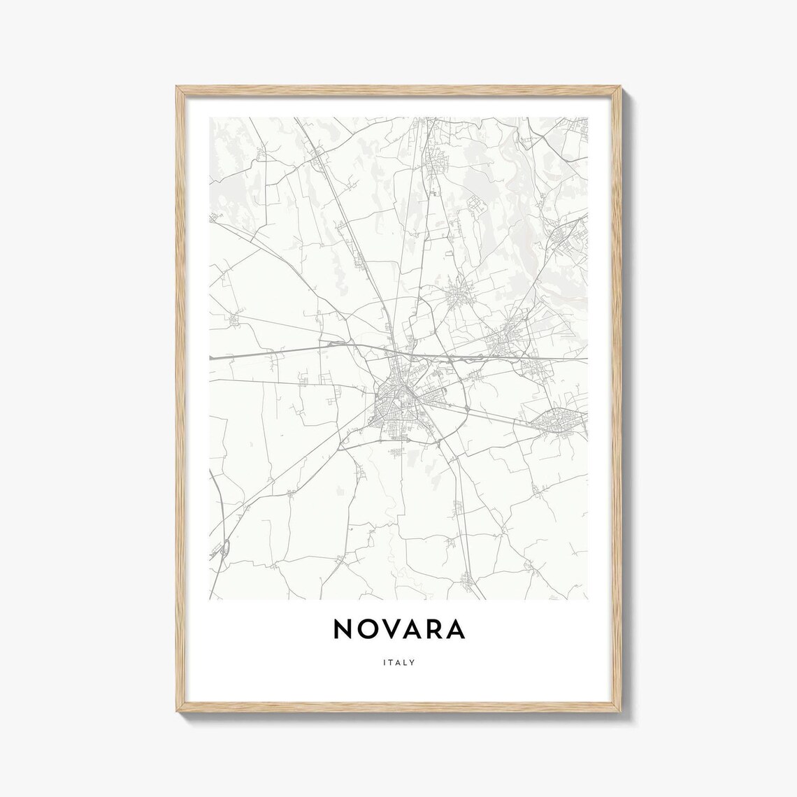 Novara Italy Minimalist Beige Street Map Line Drawing Art Poster