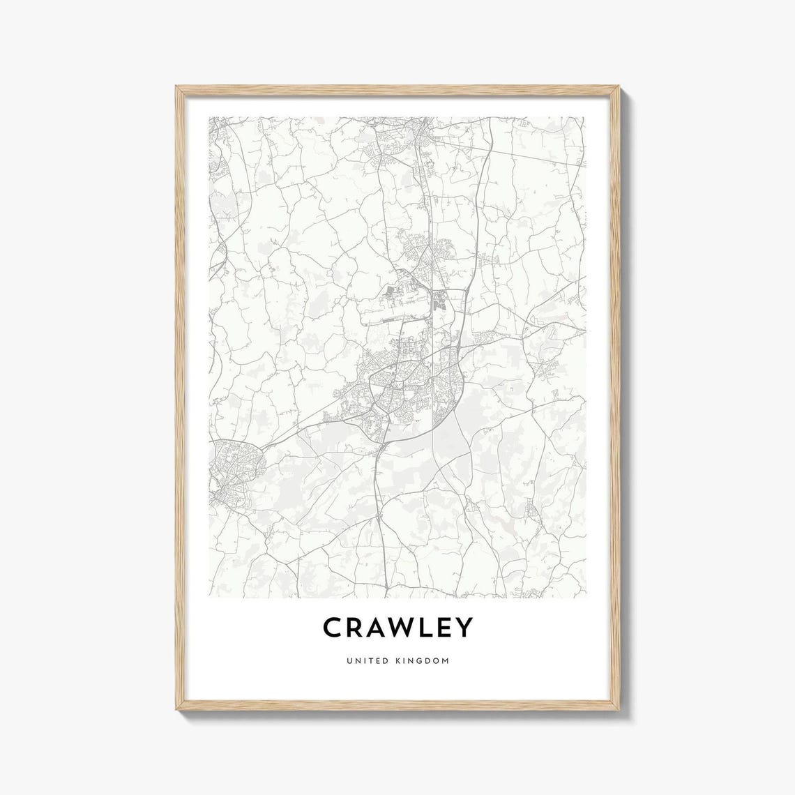 Crawley United Kingdom Modern Minimalist City Map Line Art Poster