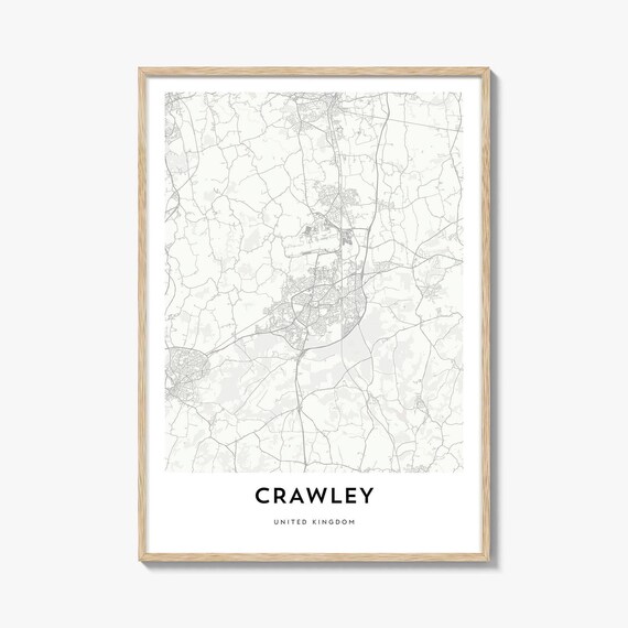 Crawley United Kingdom Modern Minimalist City Map Line Art Poster