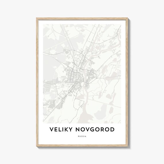 Veliky Novgorod Russia Minimalist White City Street Map Art Poster