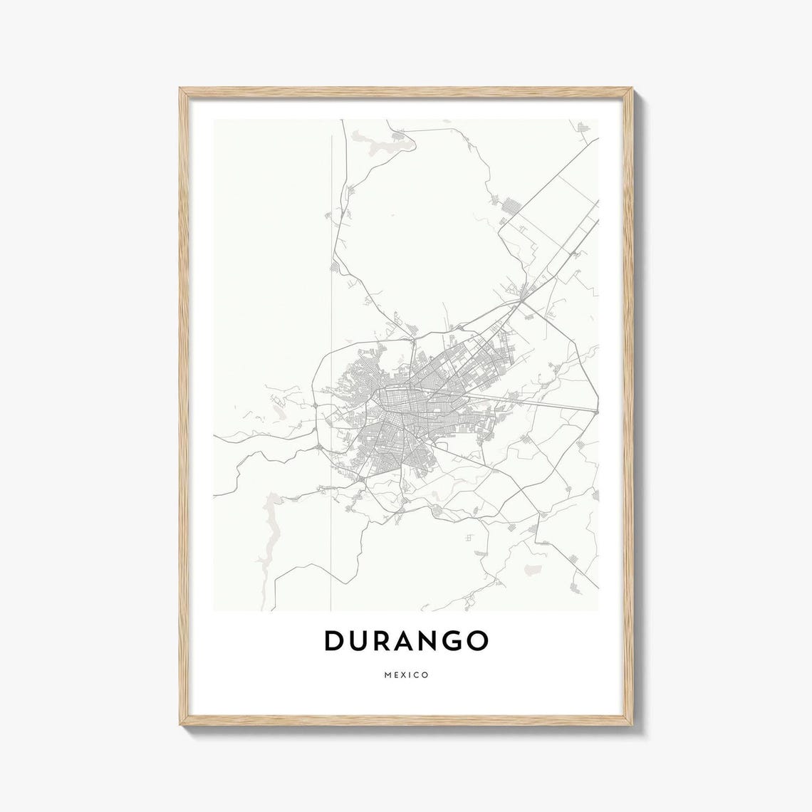 Durango Mexico Minimalist City Street Map Home Office Poster
