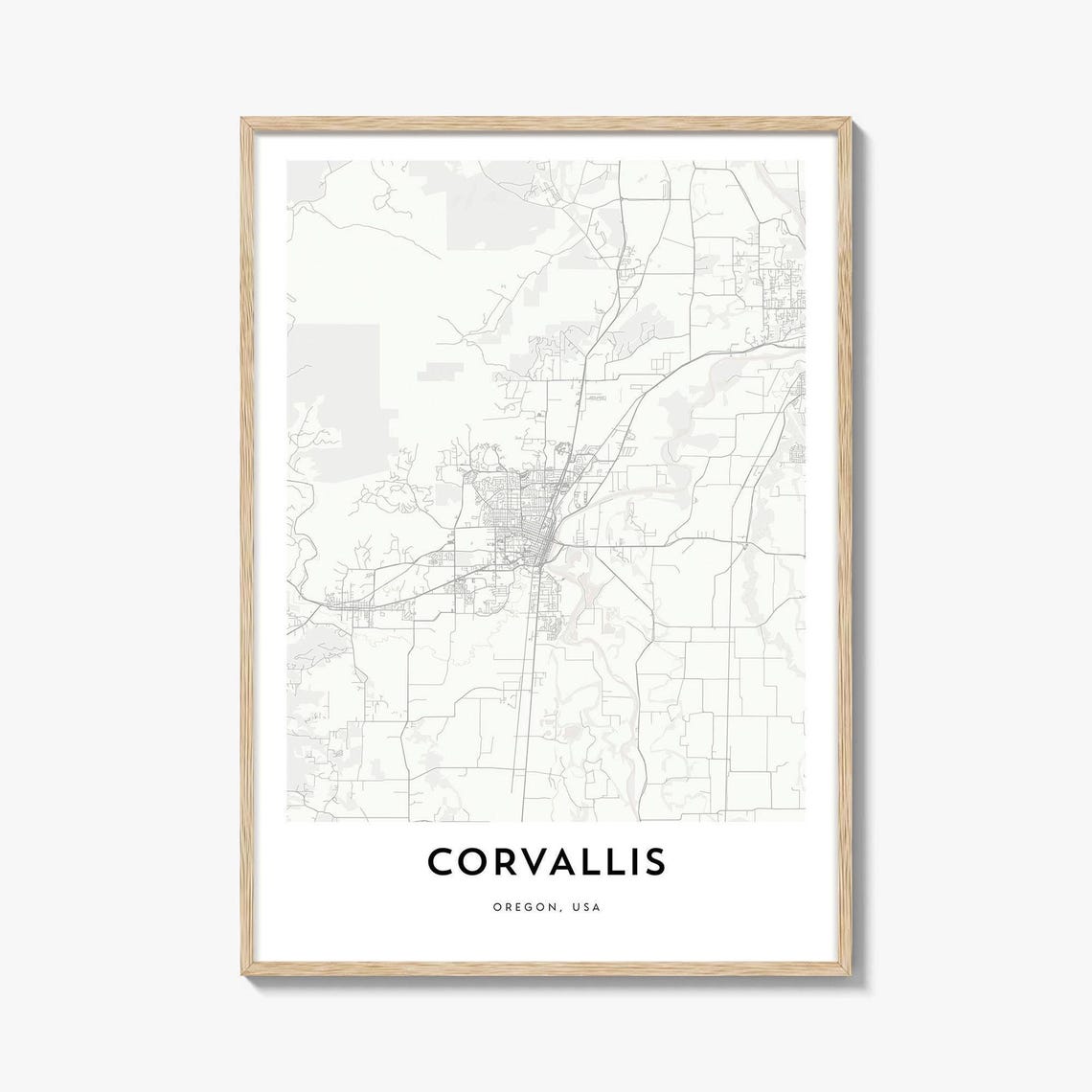 Corvallis Oregon Minimalist City Map Line Art Modern Travel Poster