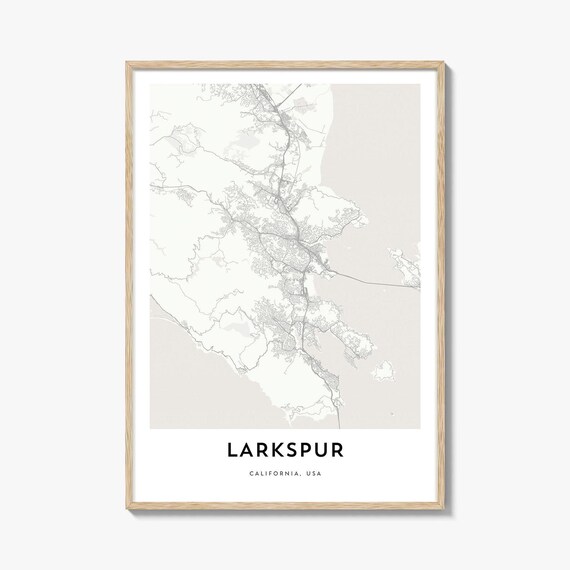 Larkspur California Minimalist City Street Map Decor Poster Art