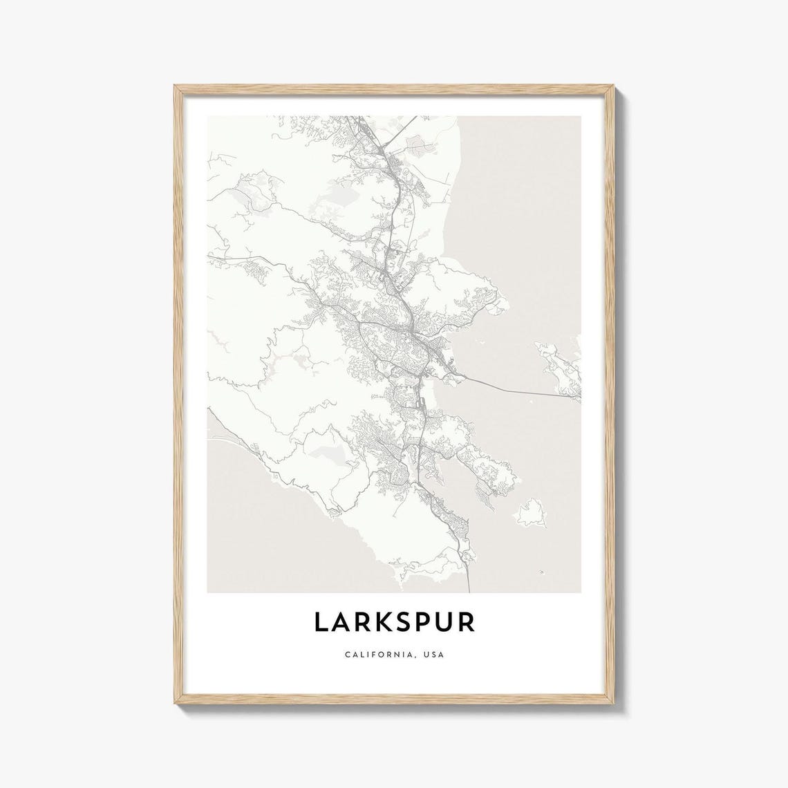 Larkspur California Minimalist City Street Map Decor Poster Art