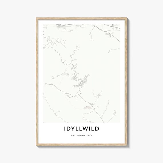 Idyllwild California Mountain Town Minimalist Map Art Poster