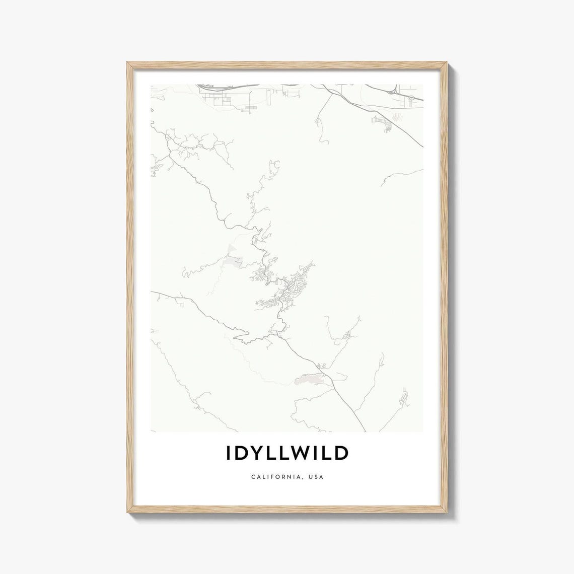 Idyllwild California Mountain Town Minimalist Map Art Poster