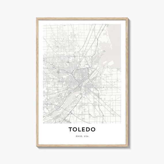 Toledo Ohio USA Modern Minimalist White City Street Map Art Print
