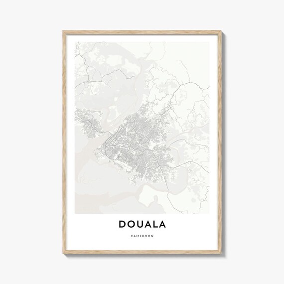 Douala Cameroon Minimalist Black and White City Map Art Poster