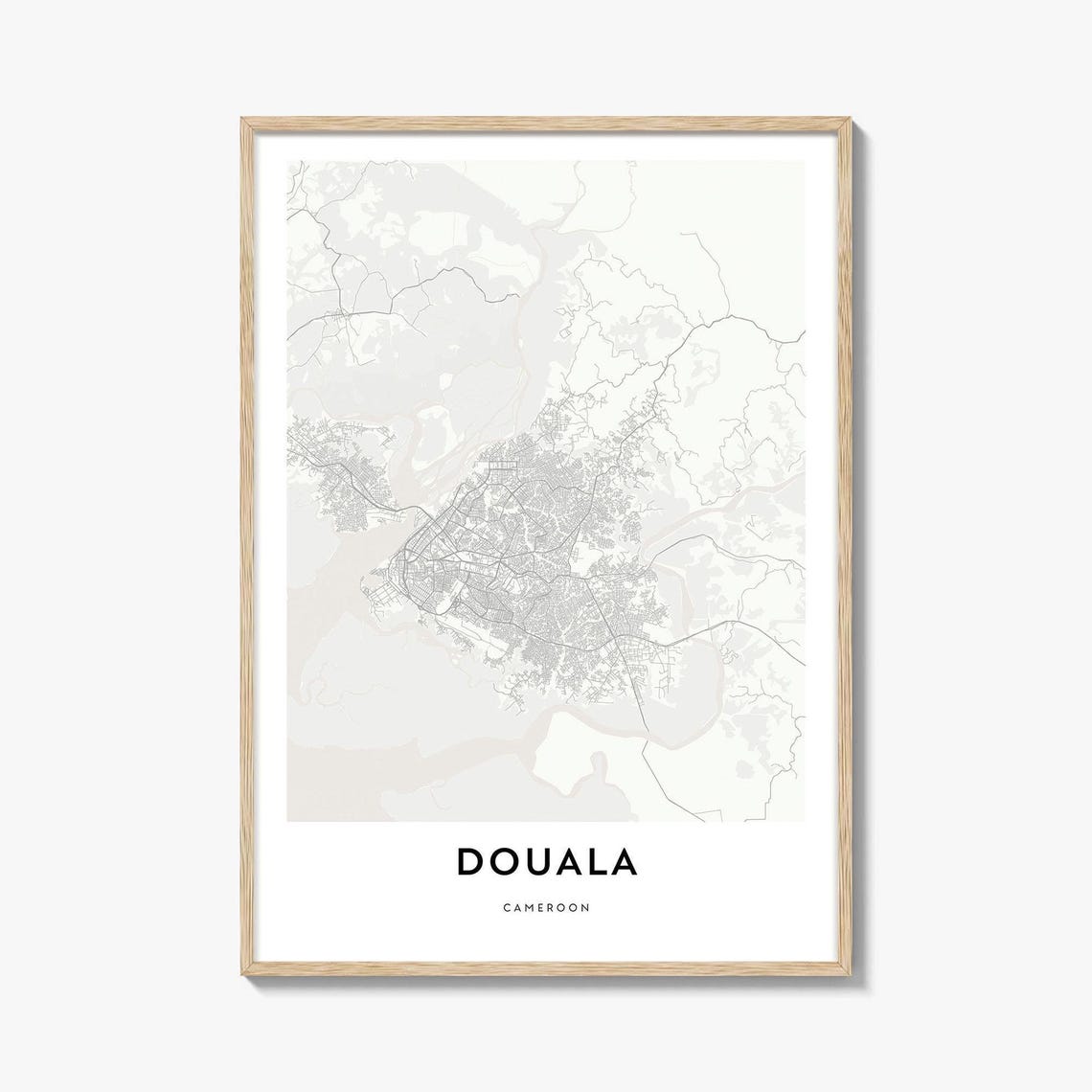 Douala Cameroon Minimalist Black and White City Map Art Poster