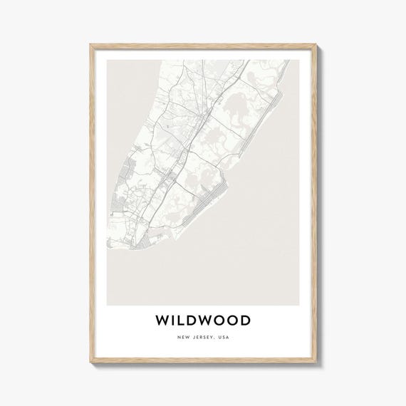 Map Of Wildwood Print Gift Poster City Artwork For Home Office New Jersey