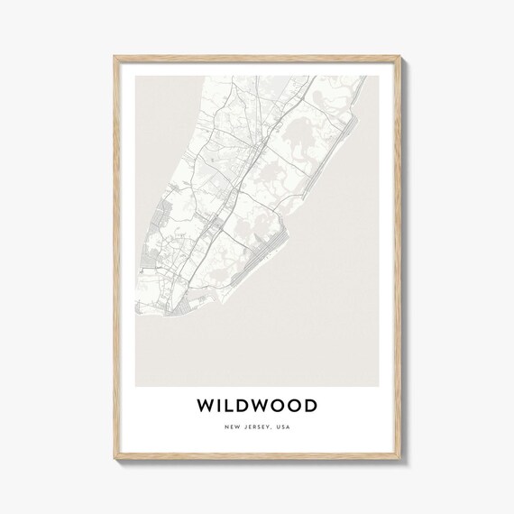 Wildwood New Jersey Minimalist City Map Street Art Print Home Decor