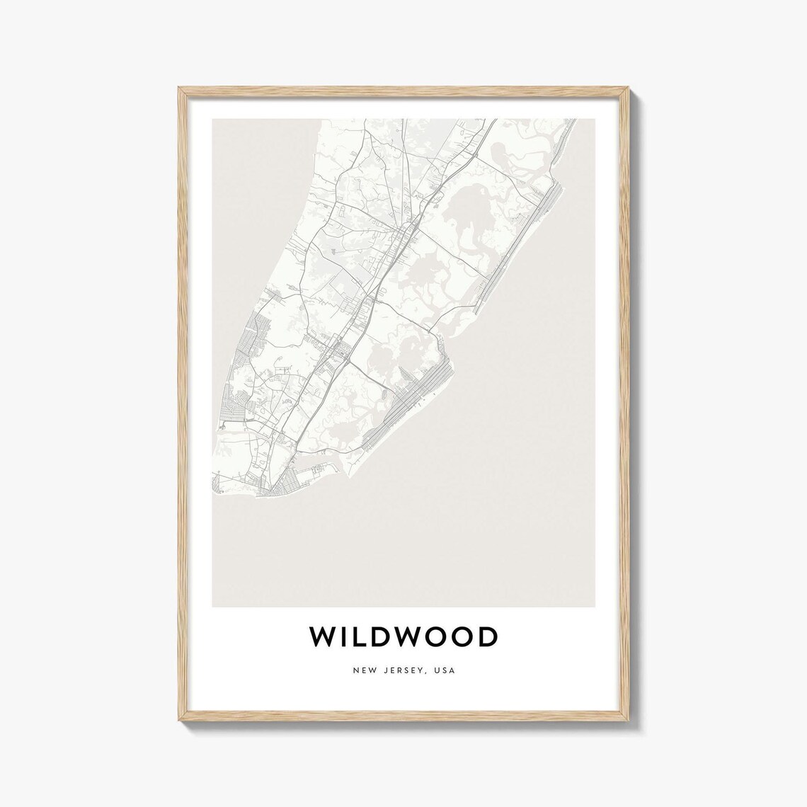 Wildwood New Jersey Minimalist City Map Street Art Print Home Decor