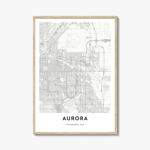 Aurora Colorado Minimalist City Street Grid Map Wall Art Decor