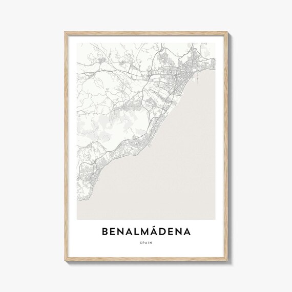 Benalmádena Spain Minimalist Coastal City Map Line Art Poster