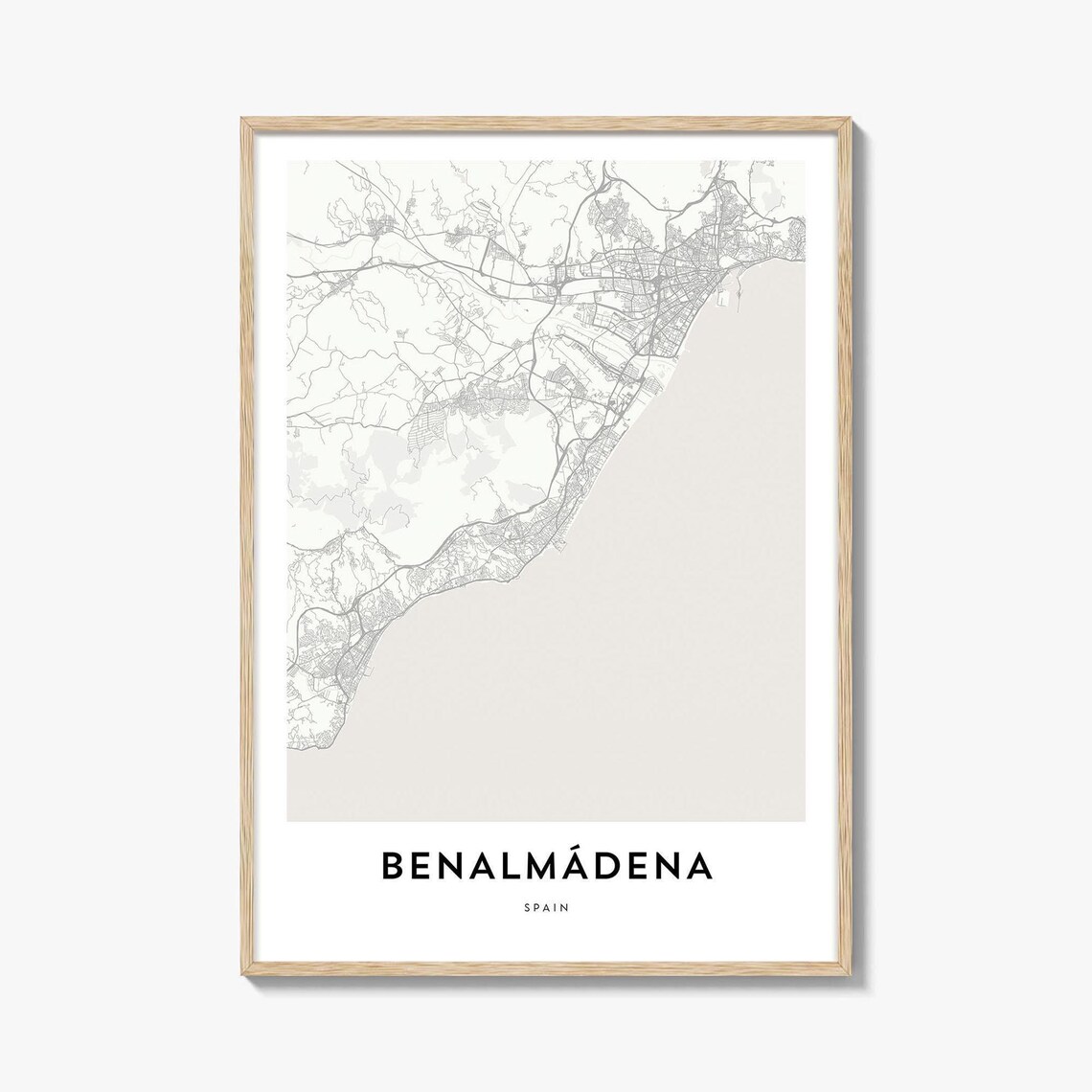 Benalmádena Spain Minimalist Coastal City Map Line Art Poster