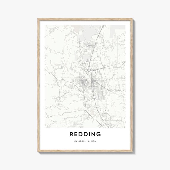 Redding California Northern Minimalist Street City Map Poster