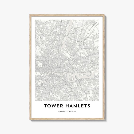Tower Hamlets London UK Minimalist City Map Street Line Art Poster