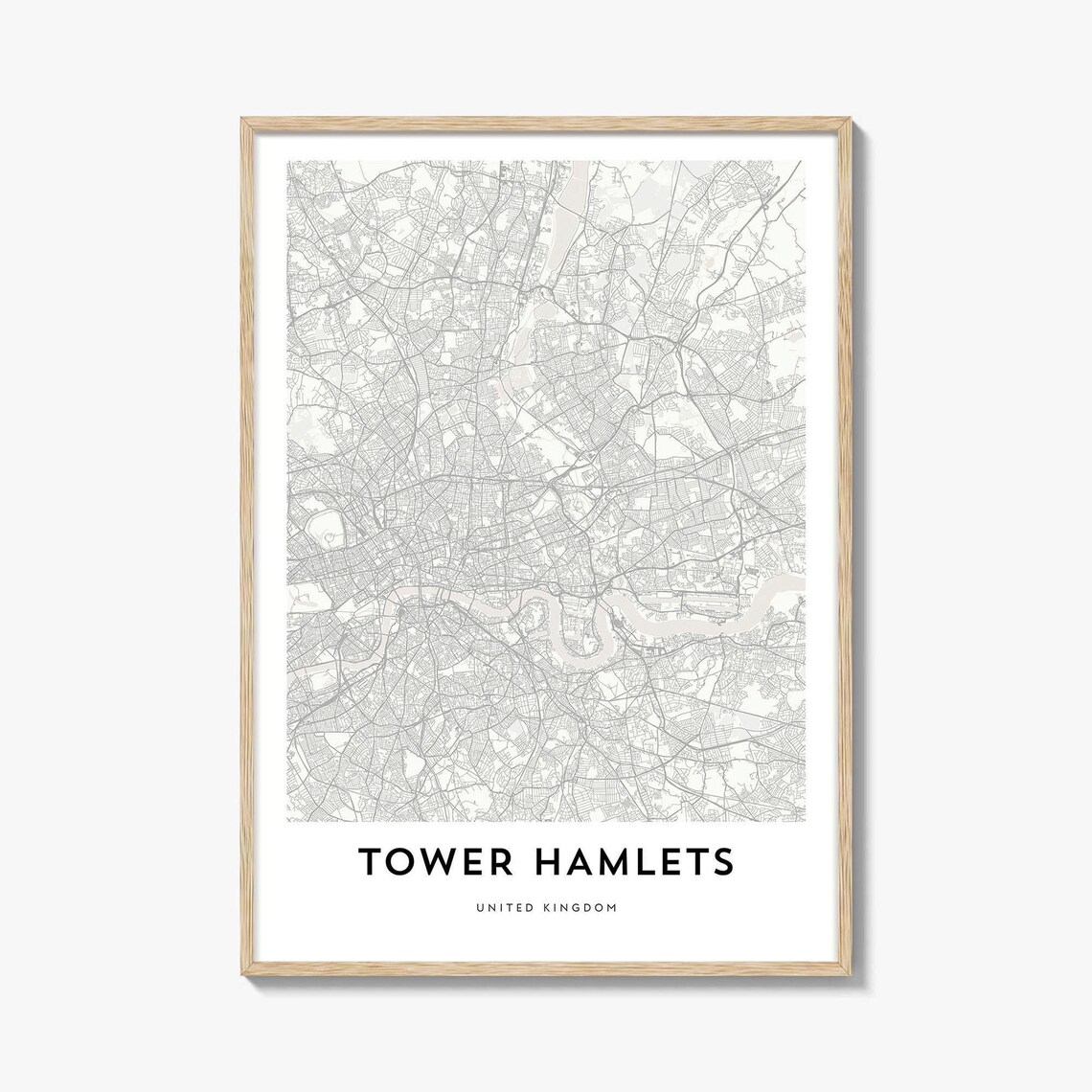 Tower Hamlets London UK Minimalist City Map Street Line Art Poster