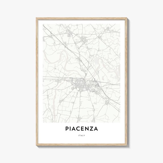 Piacenza Italy Emilia Romagna Beige Minimalist Street City Map Poster