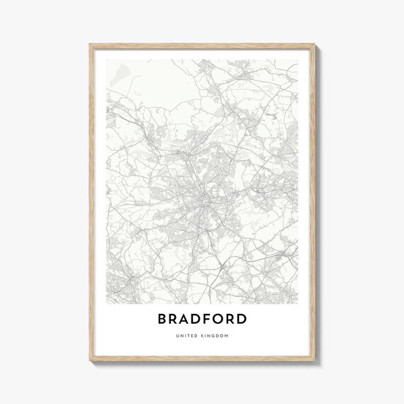 Bradford United Kingdom Minimalist City Map Line Art Modern Wall Art