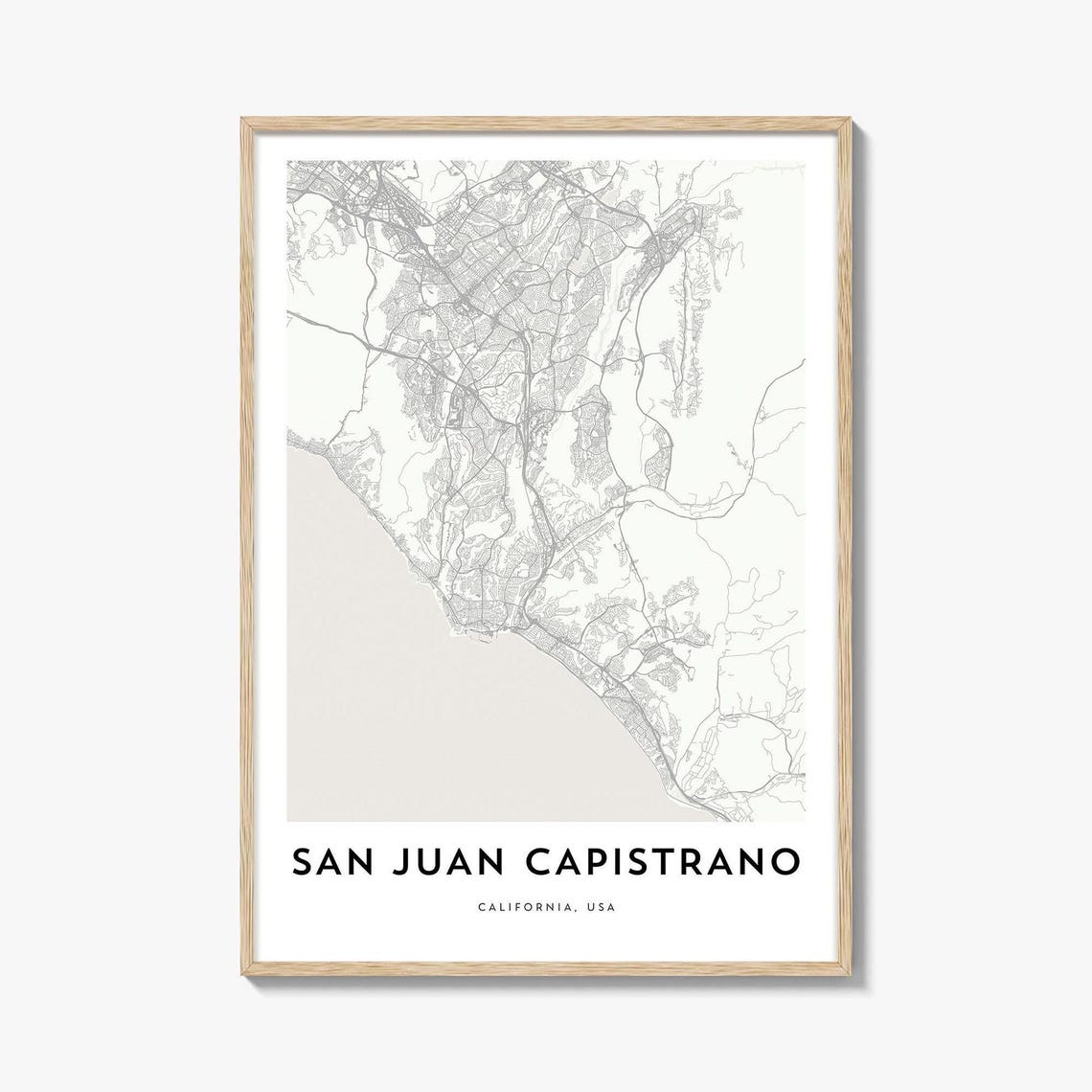 San Juan Capistrano California Minimalist City Map Line Art Poster