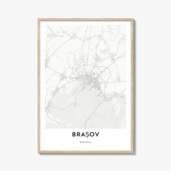 Brasov Romania Minimalist City Map Street Line Art Travel Poster