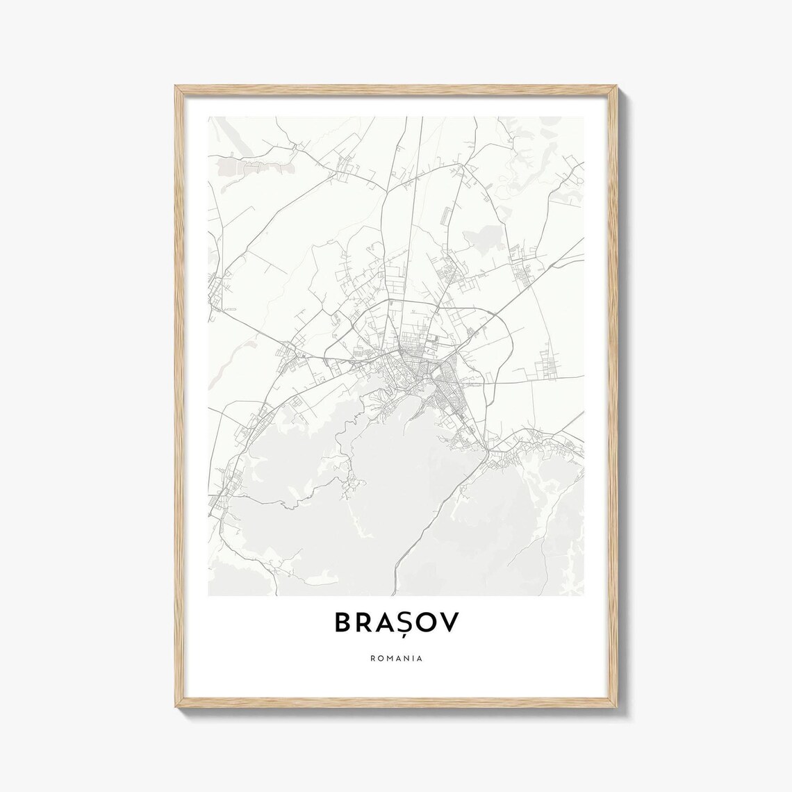 Brasov Romania Minimalist City Map Street Line Art Travel Poster