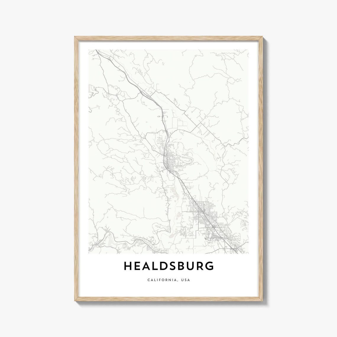 Healdsburg California Wine Country Minimalist Map Art Poster