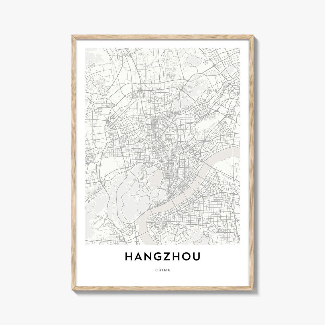 Hangzhou China Minimalist City Street Map Line Art Decor Poster