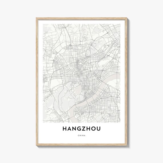 Hangzhou China Minimalist City Street Map Line Art Decor Poster