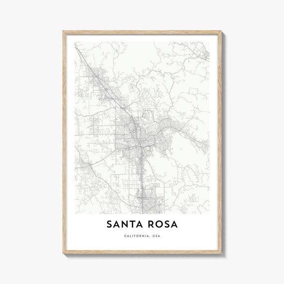 Santa Rosa California USA City Street Map Minimalist Wall Poster