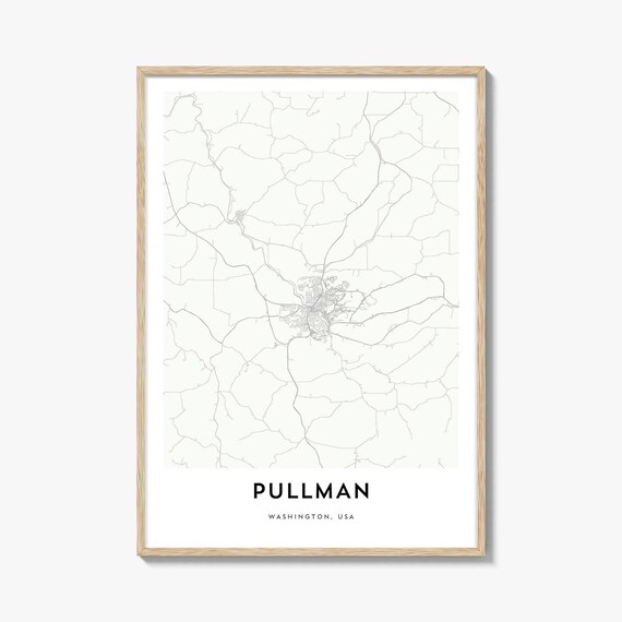Pullman Washington Palouse College Town Minimalist City Street Map Poster