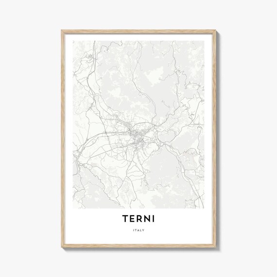 Terni Umbria Italy Minimalist Light Grey City Street Map Poster