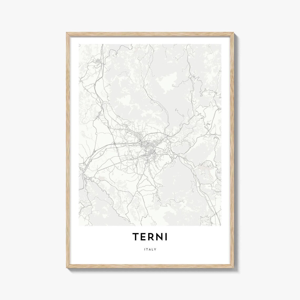 Terni Umbria Italy Minimalist Light Grey City Street Map Poster