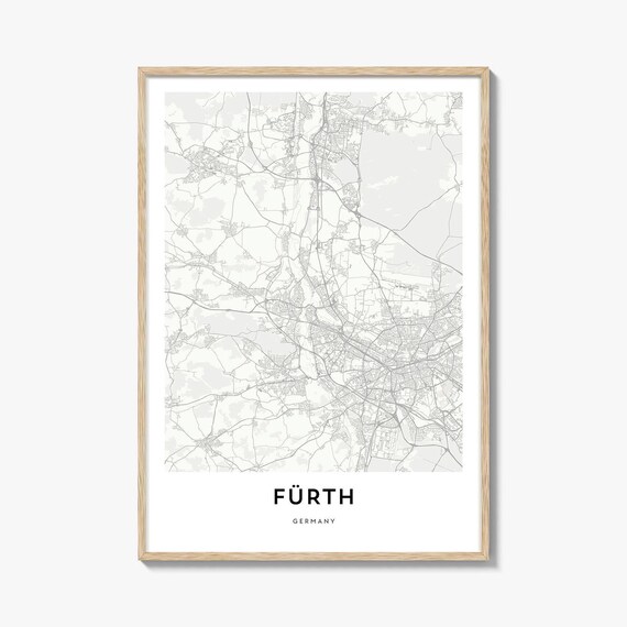 Furth Germany Minimalist City Street Map Fine Line Art Poster