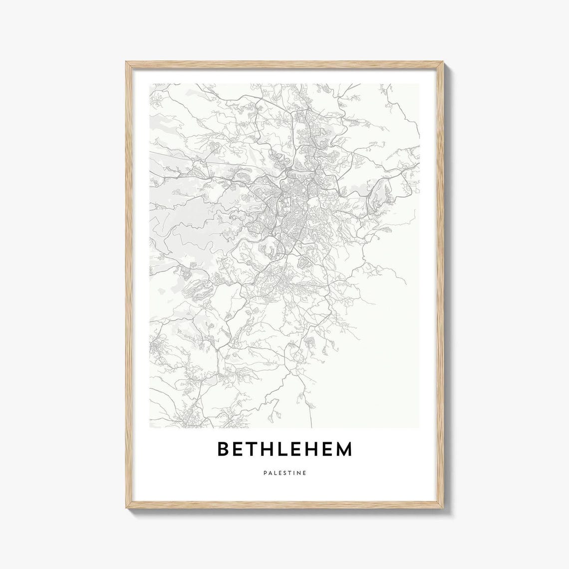 Bethlehem Palestine Minimalist Historic City Map Linework Art Poster