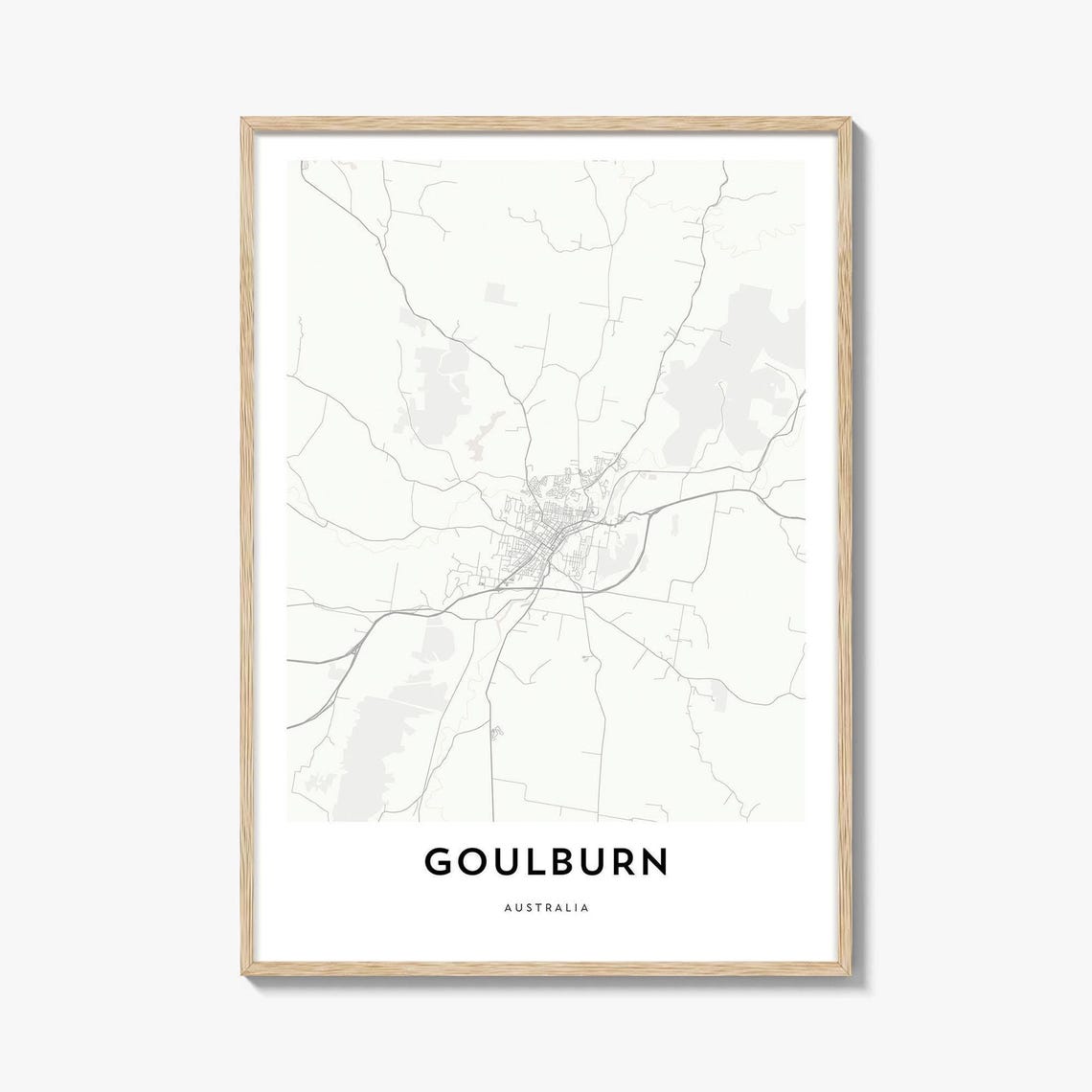 Goulburn Australia Minimalist Street Map Light Modern City Poster