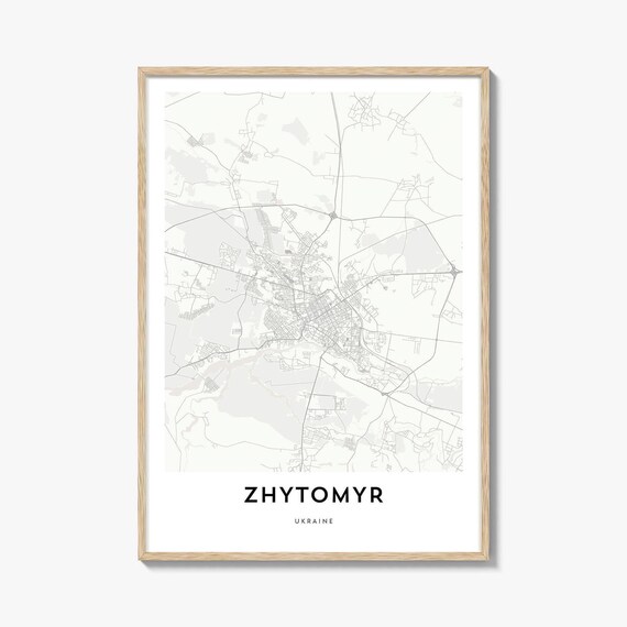 Zhytomyr Ukraine Minimalist Black And White City Map Art Poster