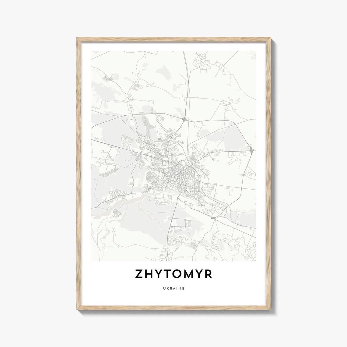Zhytomyr Ukraine Minimalist Black And White City Map Art Poster