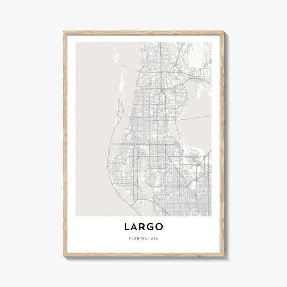 Largo Florida Coastal Minimalist Street Map City Line Art Poster