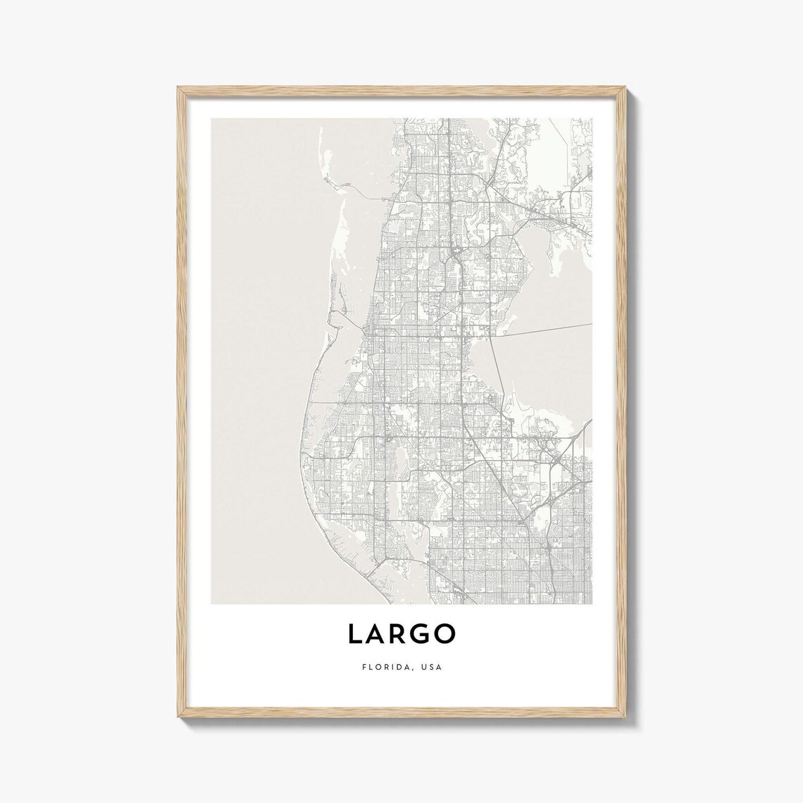 Largo Florida Coastal Minimalist Street Map City Line Art Poster